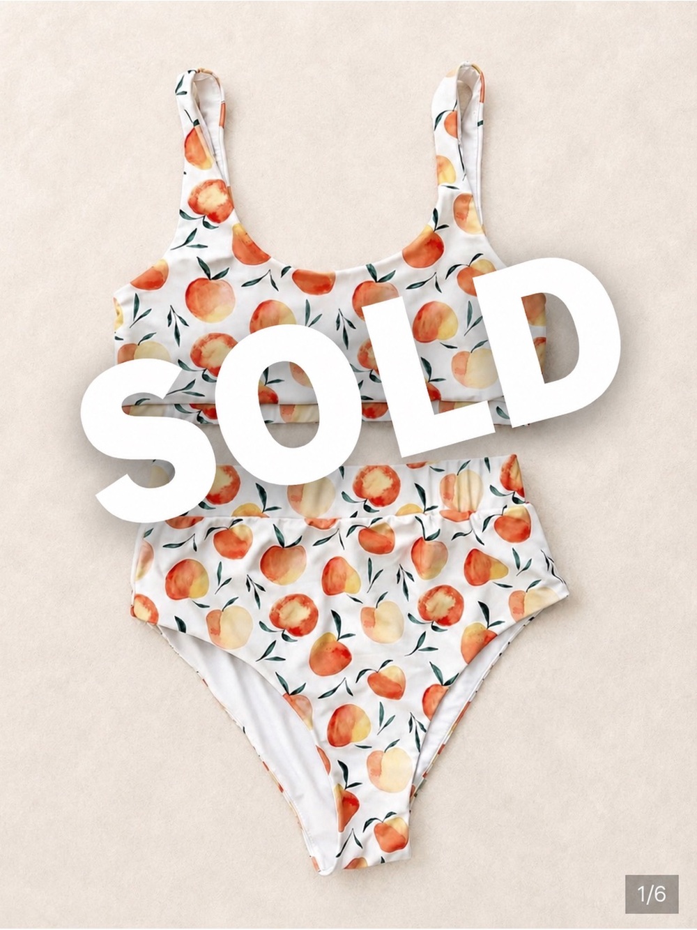 Current Tyed Womens Peach Print High Waist Full Coverage Bikini Set Size Medium